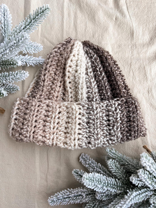 Chunky Crochet Beanie | Neutral Browns | Winter Crochet Hat