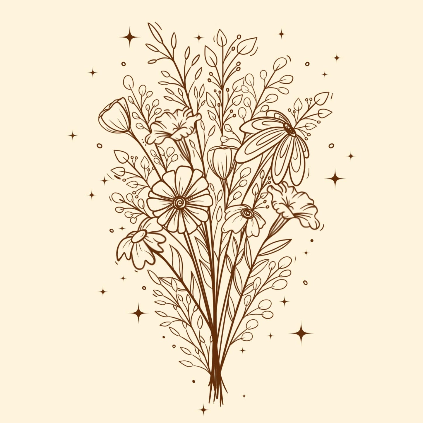 Wildflower Bouquet Art Print | 8inx8in