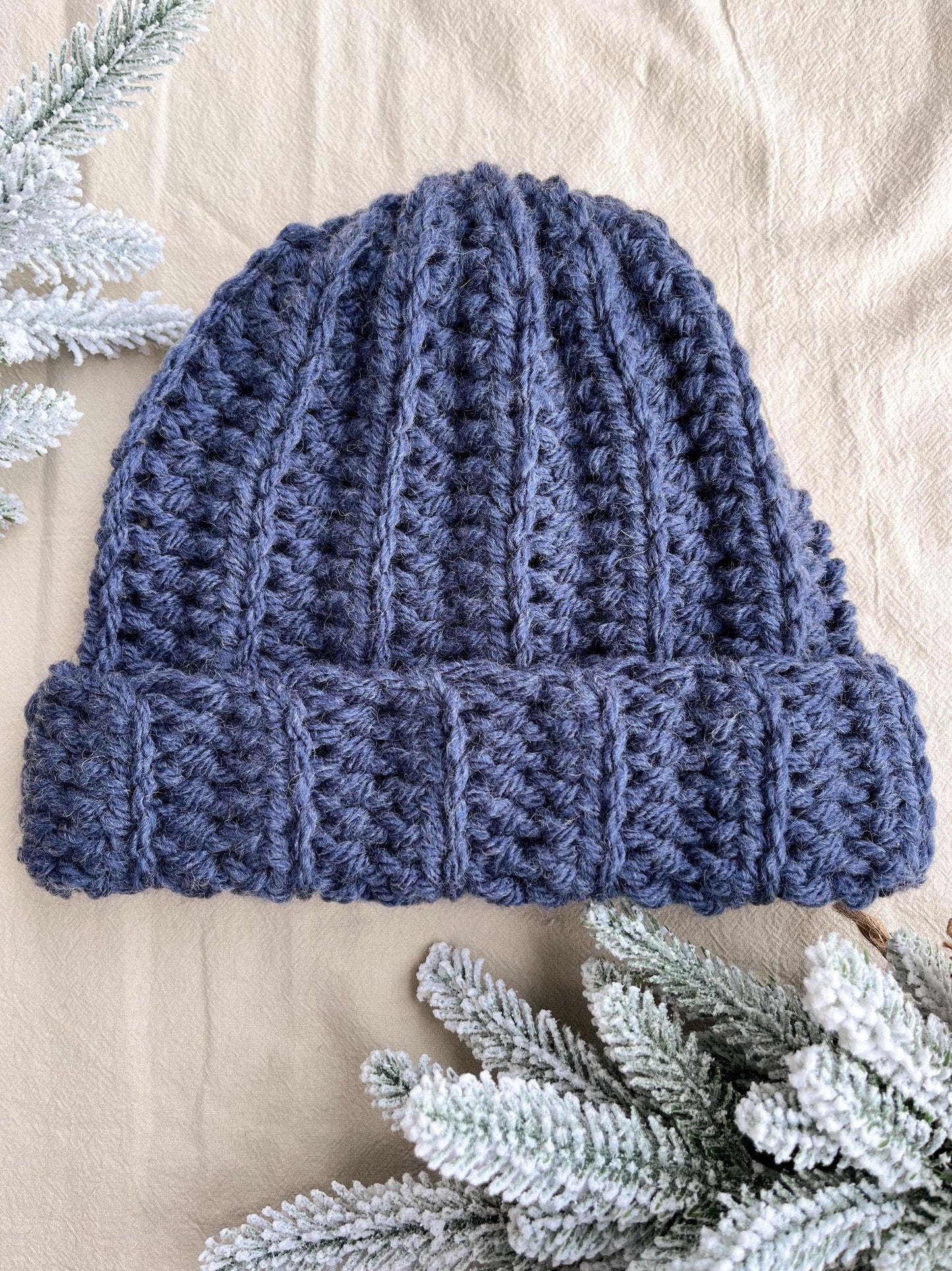 Chunky Crochet Beanie | Blue | Winter Crochet Hat