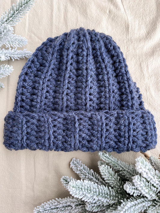 Chunky Crochet Beanie | Blue | Winter Crochet Hat