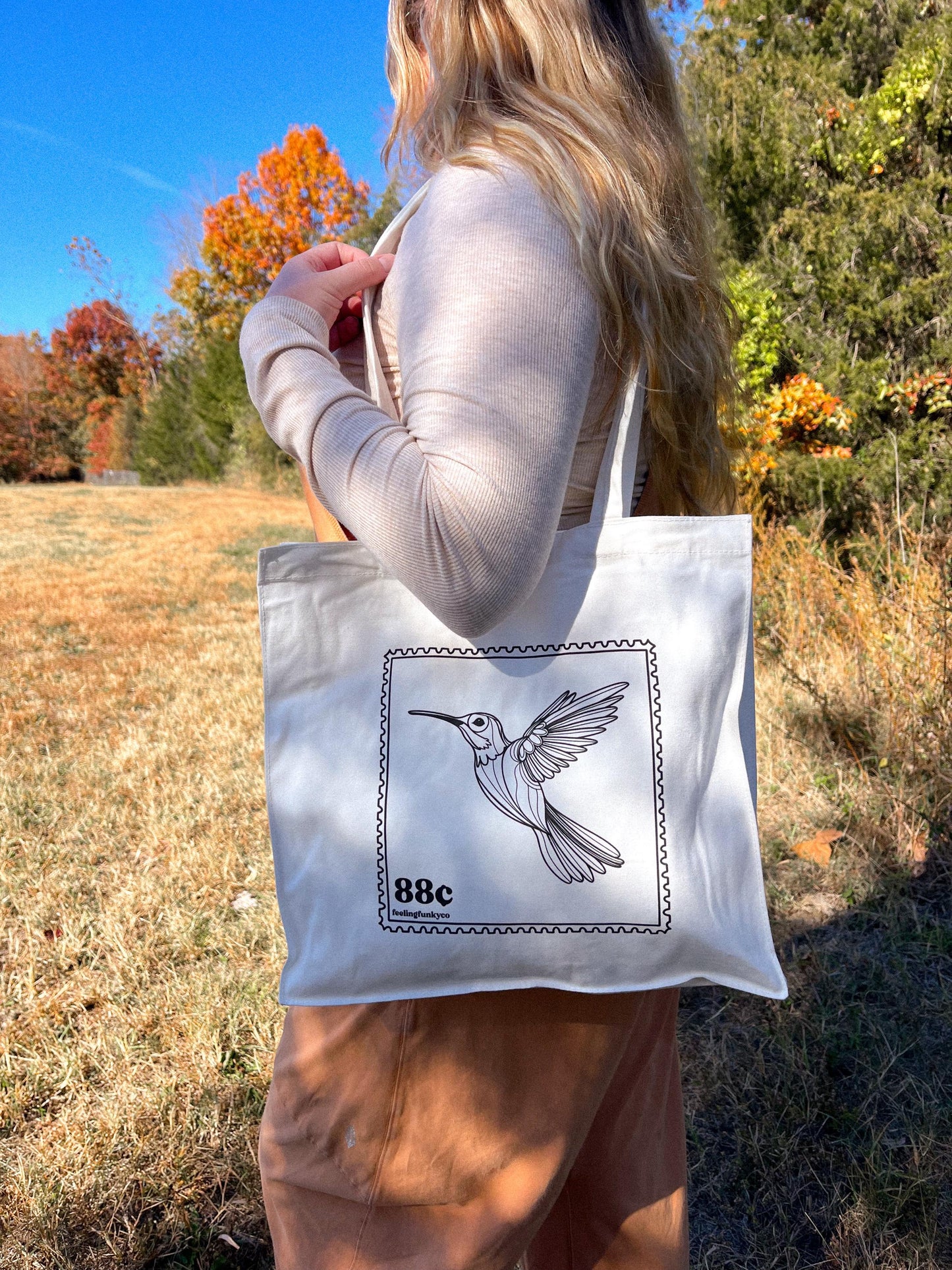 Hummingbird Stamp Tote Bag