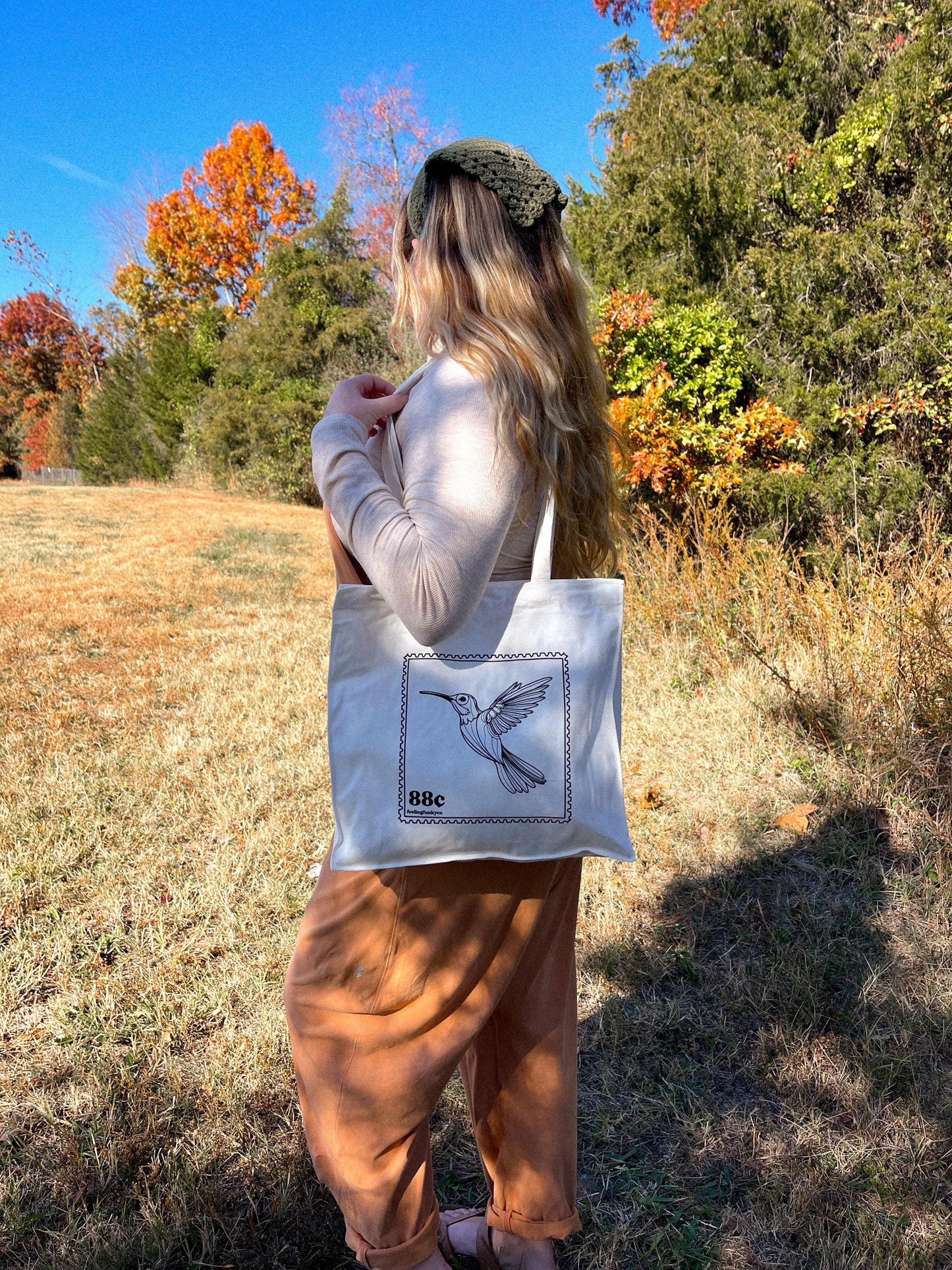Hummingbird Stamp Tote Bag