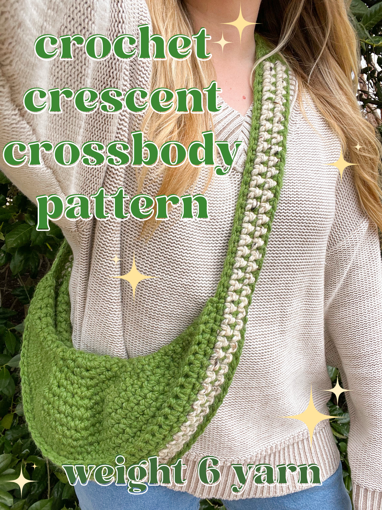 Crochet Crescent Crossbody Bag | Yarn Weight 6 š | Advanced Beginner Crochet Pattern