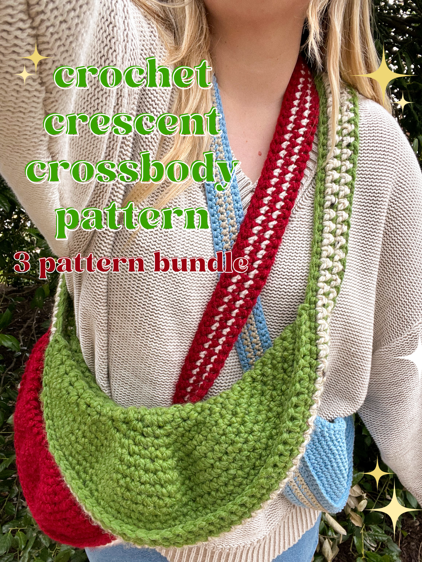 Crochet Crescent Crossbody Bag | 3 Pattern Bundle | Yarn Weight 4, 5, & 6 š | Advanced Beginner Crochet Pattern