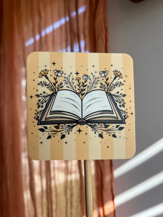 Book & Flowers Sticker | Yellow