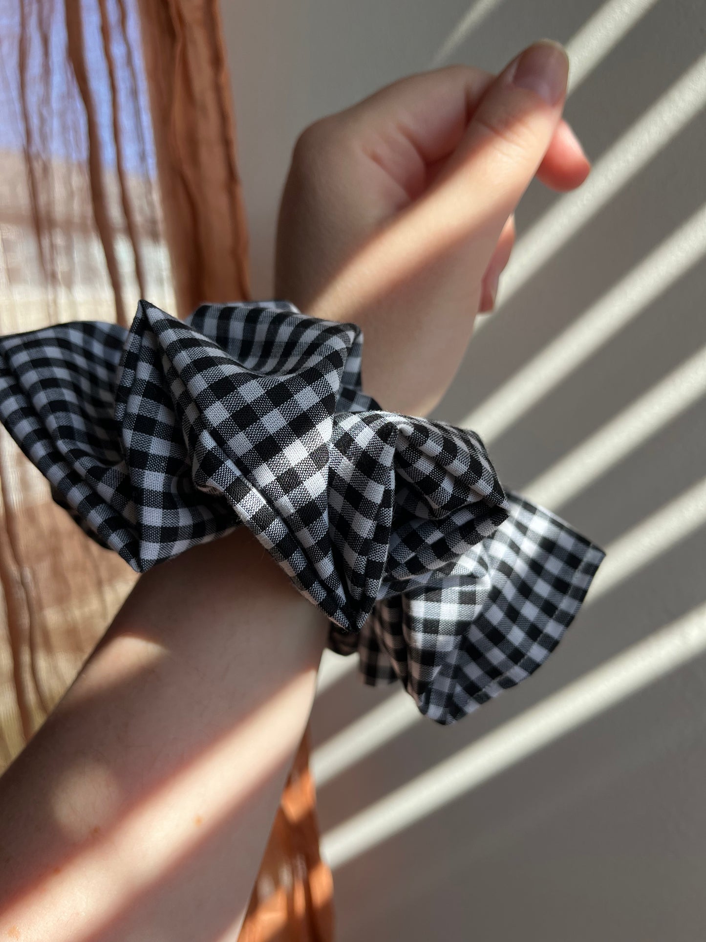 Hand Sewn XL Scrunchie | Black & White Gingham