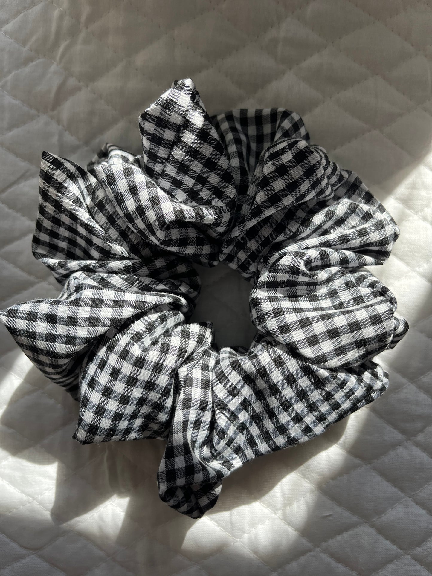 Hand Sewn XL Scrunchie | Black & White Gingham