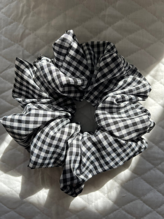 Hand Sewn XL Scrunchie | Black & White Gingham