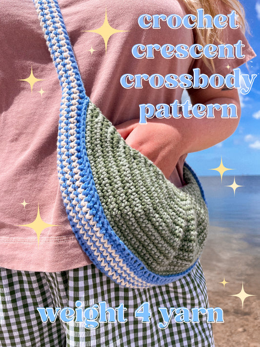 Crochet Crescent Crossbody Bag | Yarn Weight 4 🌙 | Advanced Beginner Crochet Pattern