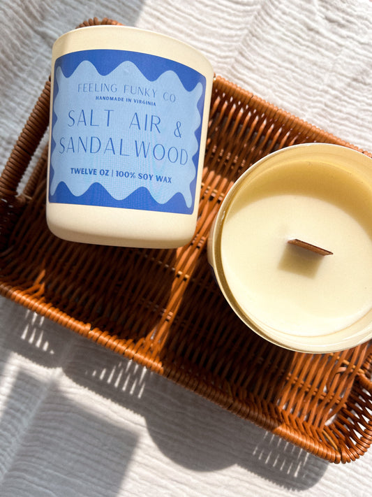 Salt Air and Sandalwood Candle | 12 oz. | 100% Soy Wax Non-Toxic Candle