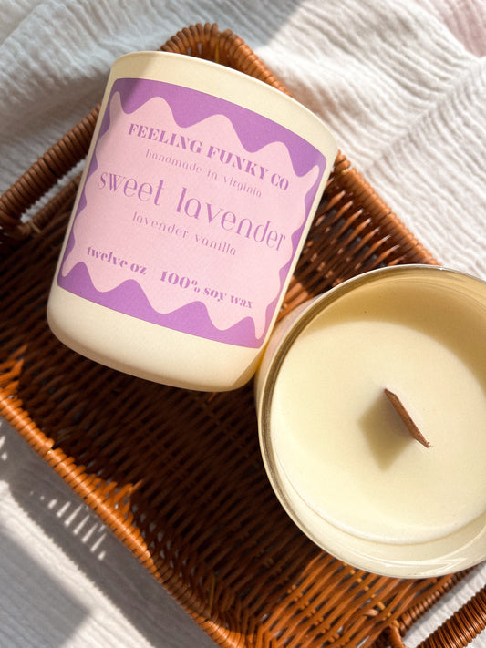 Sweet Lavender Candle | 12 oz. | 100% Soy Wax Non-Toxic Candle
