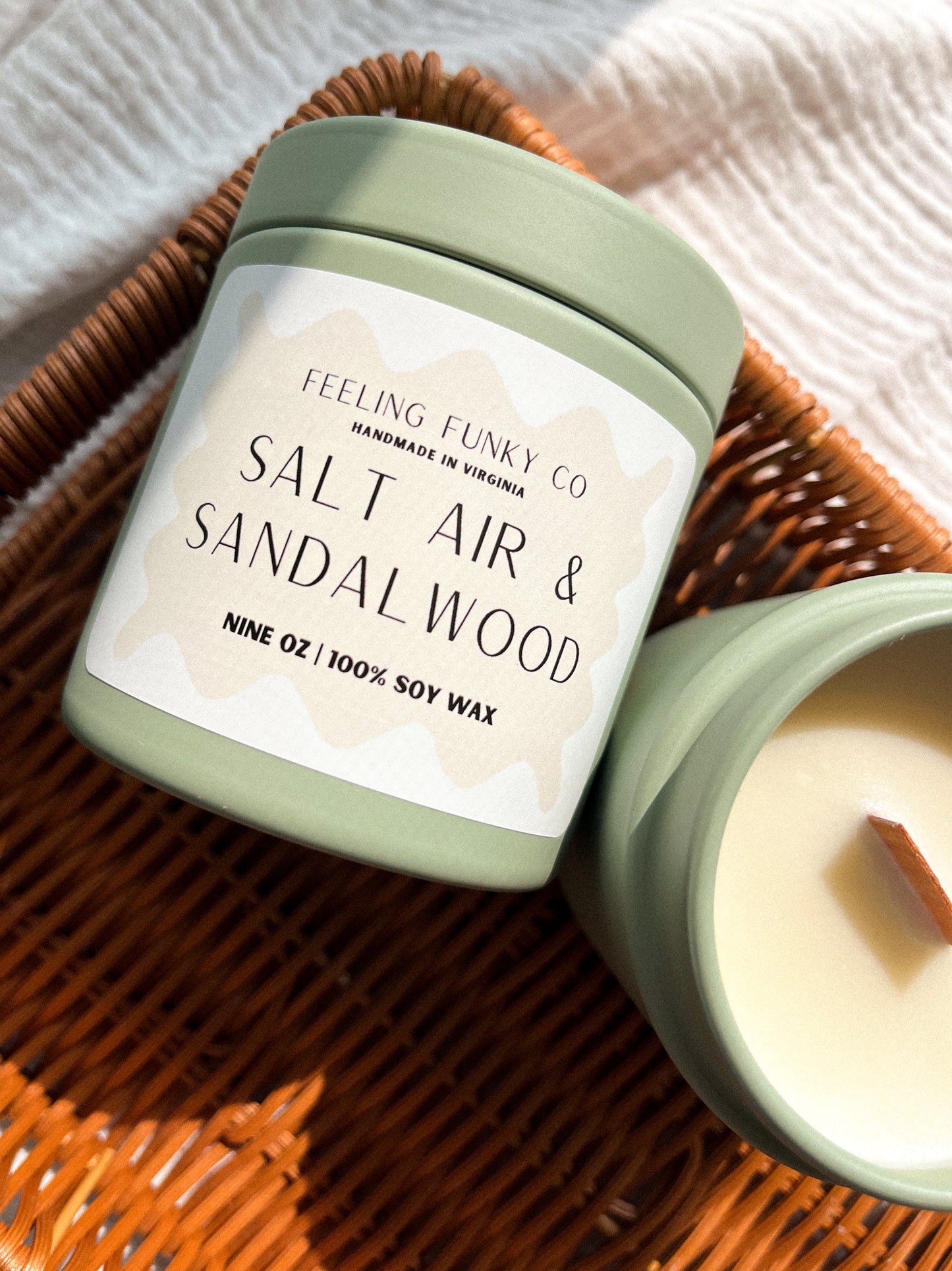 Salt Air and Sandalwood Candle | 9 oz. | 100% Soy Wax Non-Toxic Candle