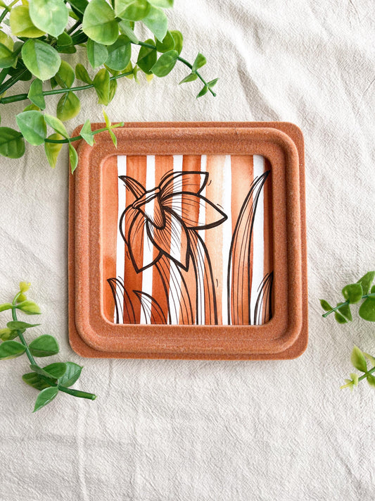Orange Daffodil Painting w/ Velvet Frame