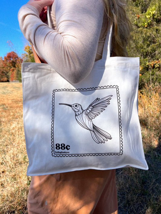 Hummingbird Stamp Tote Bag