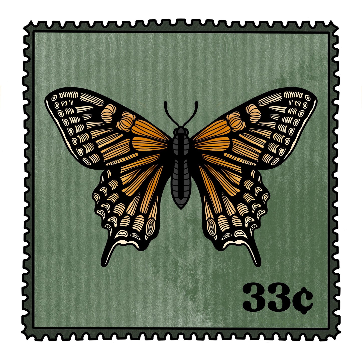 Butterfly Stamp Art Print | 8inx8in | Angel Number Art Print