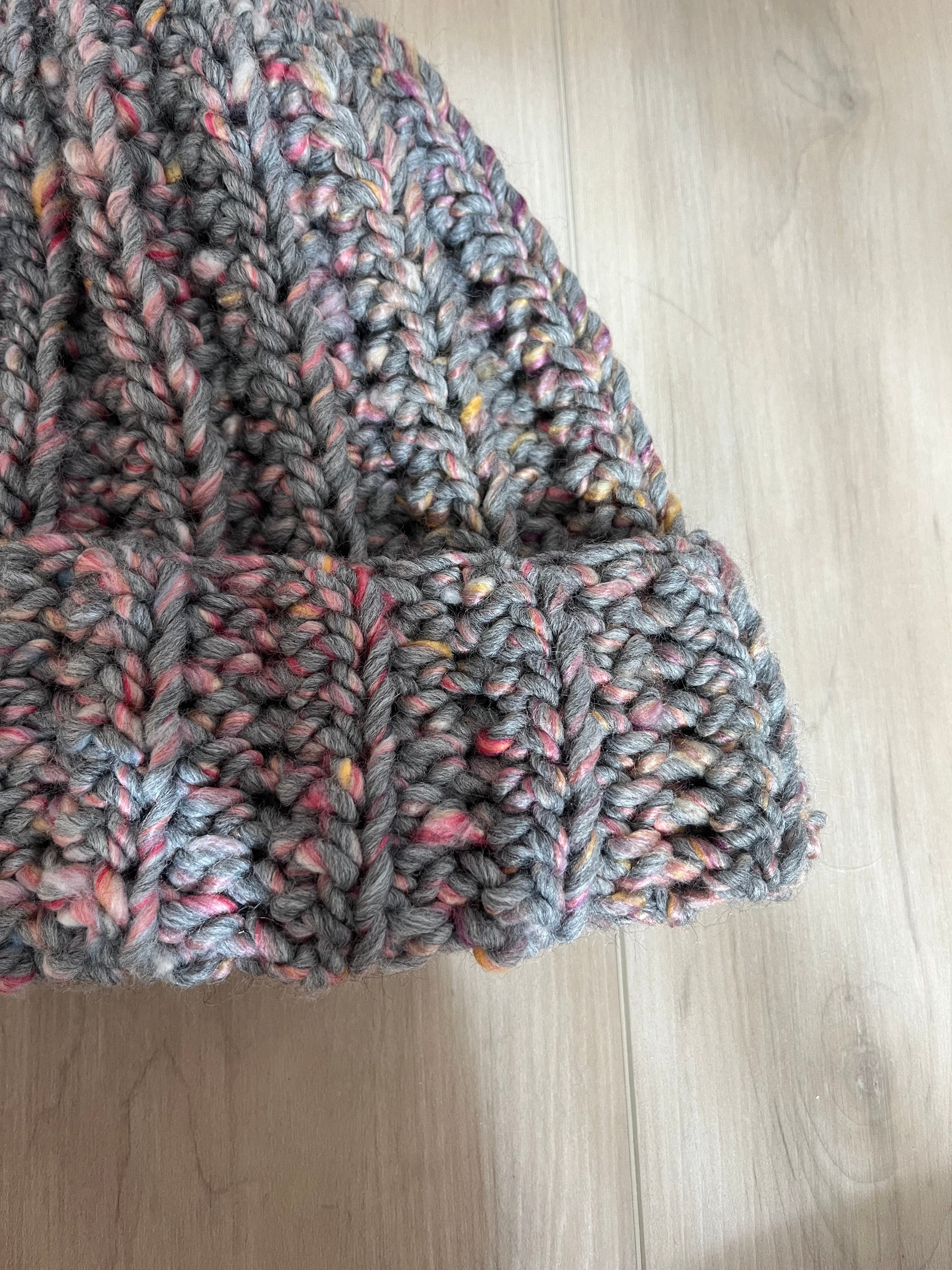 crochet chunky beanie | speckled gray