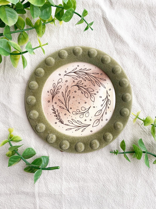 Green Vine Painting w/ Velvet Frame