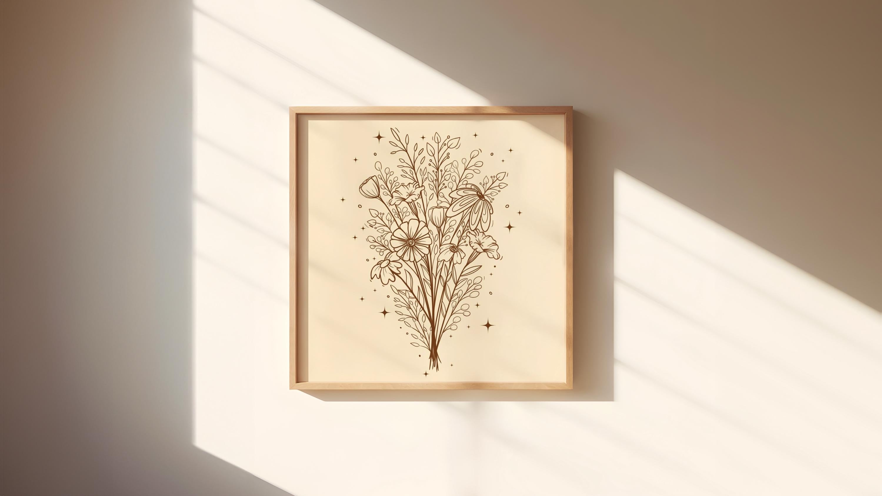Wildflower Bouquet Art Print | 8inx8in