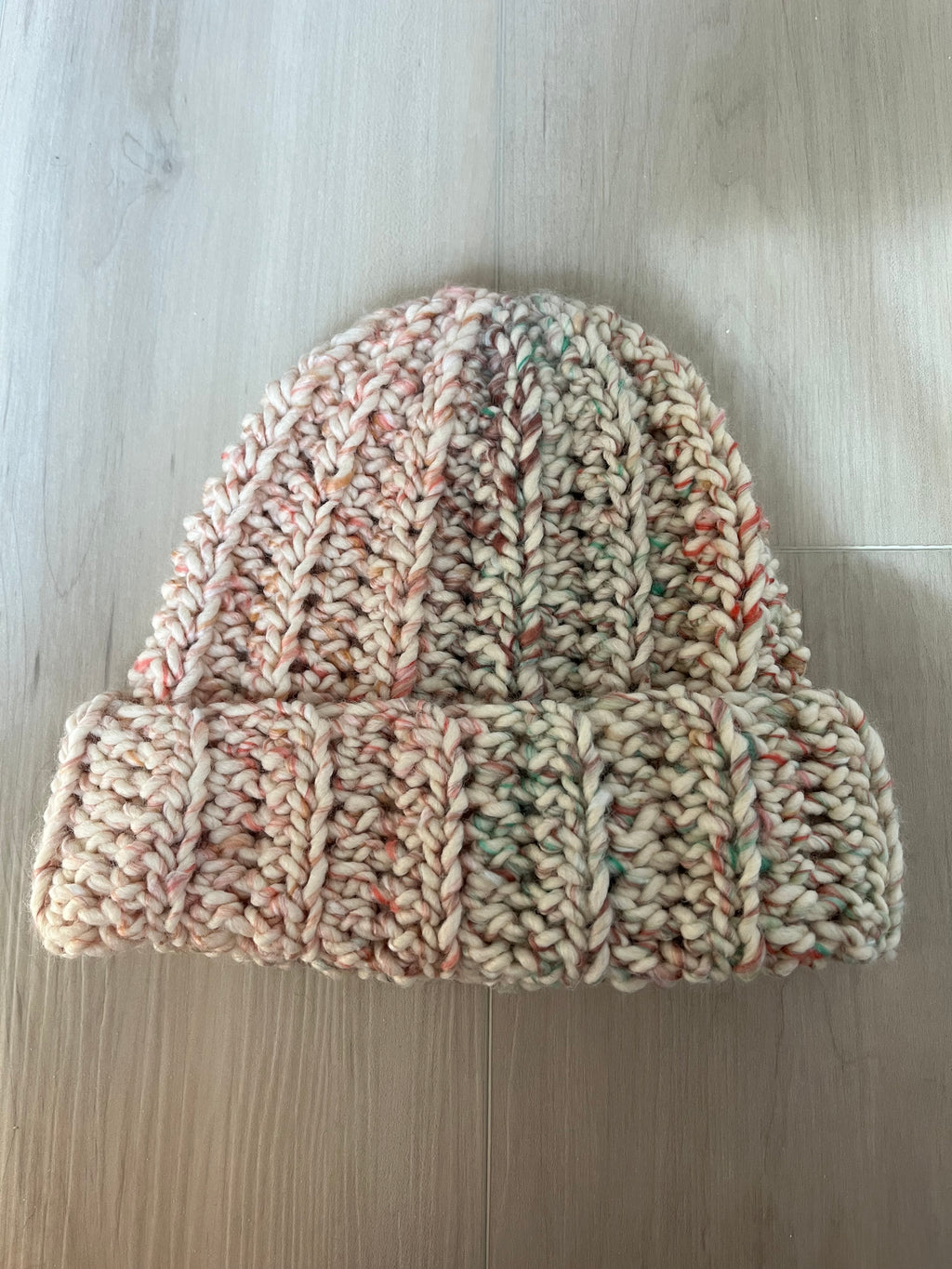 crochet chunky beanie | speckled cream