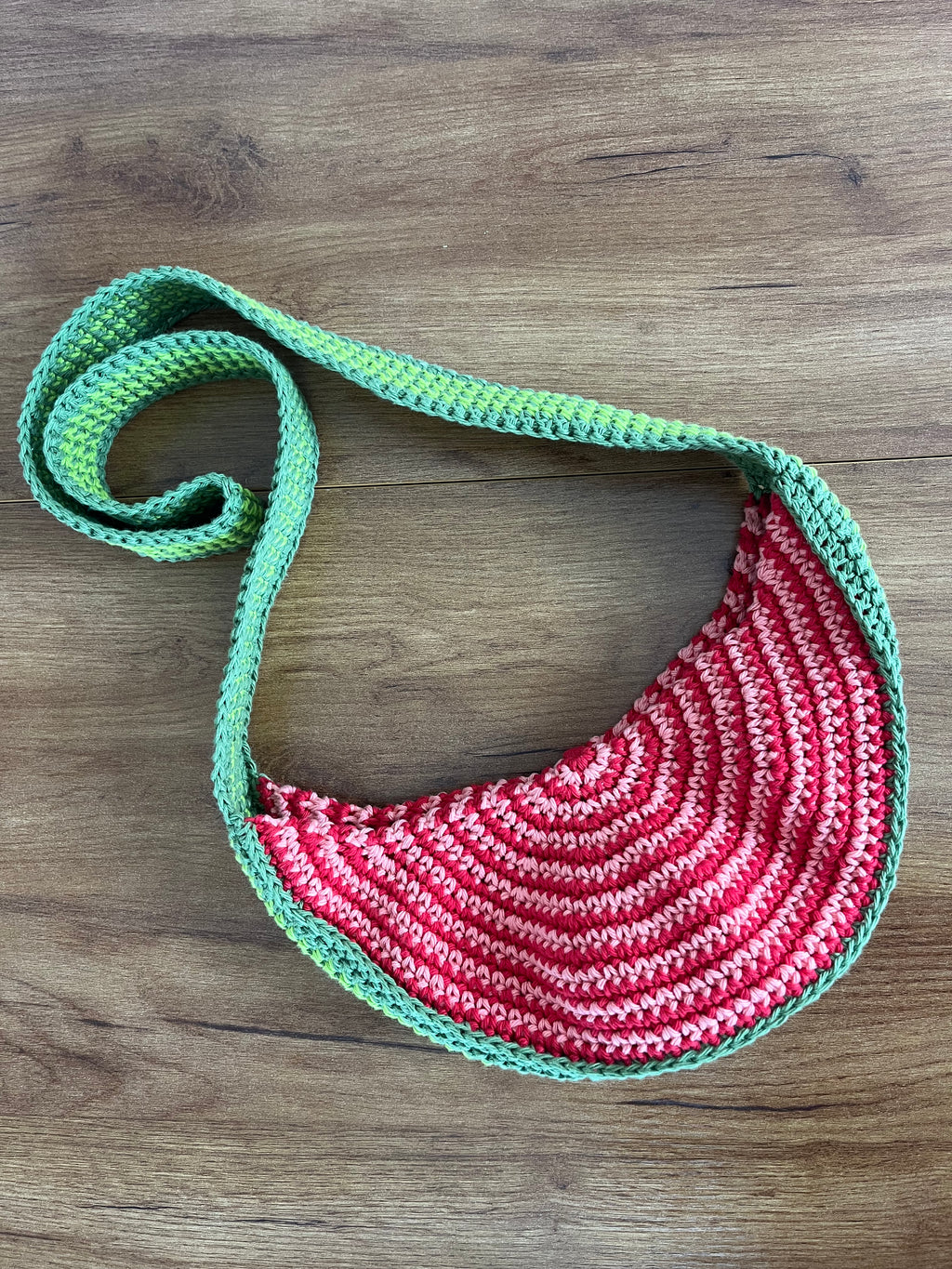Watermelon crescent crossbody bag | with snap closure