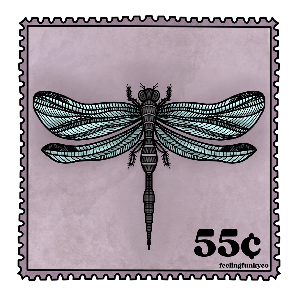 Dragonfly Stamp Art Print | 8inx8in | Angel Number Art Print