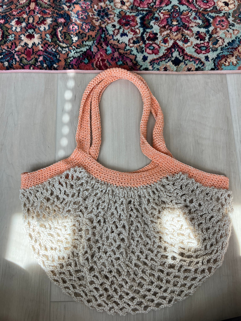 mesh market bag | oatmeal & peach