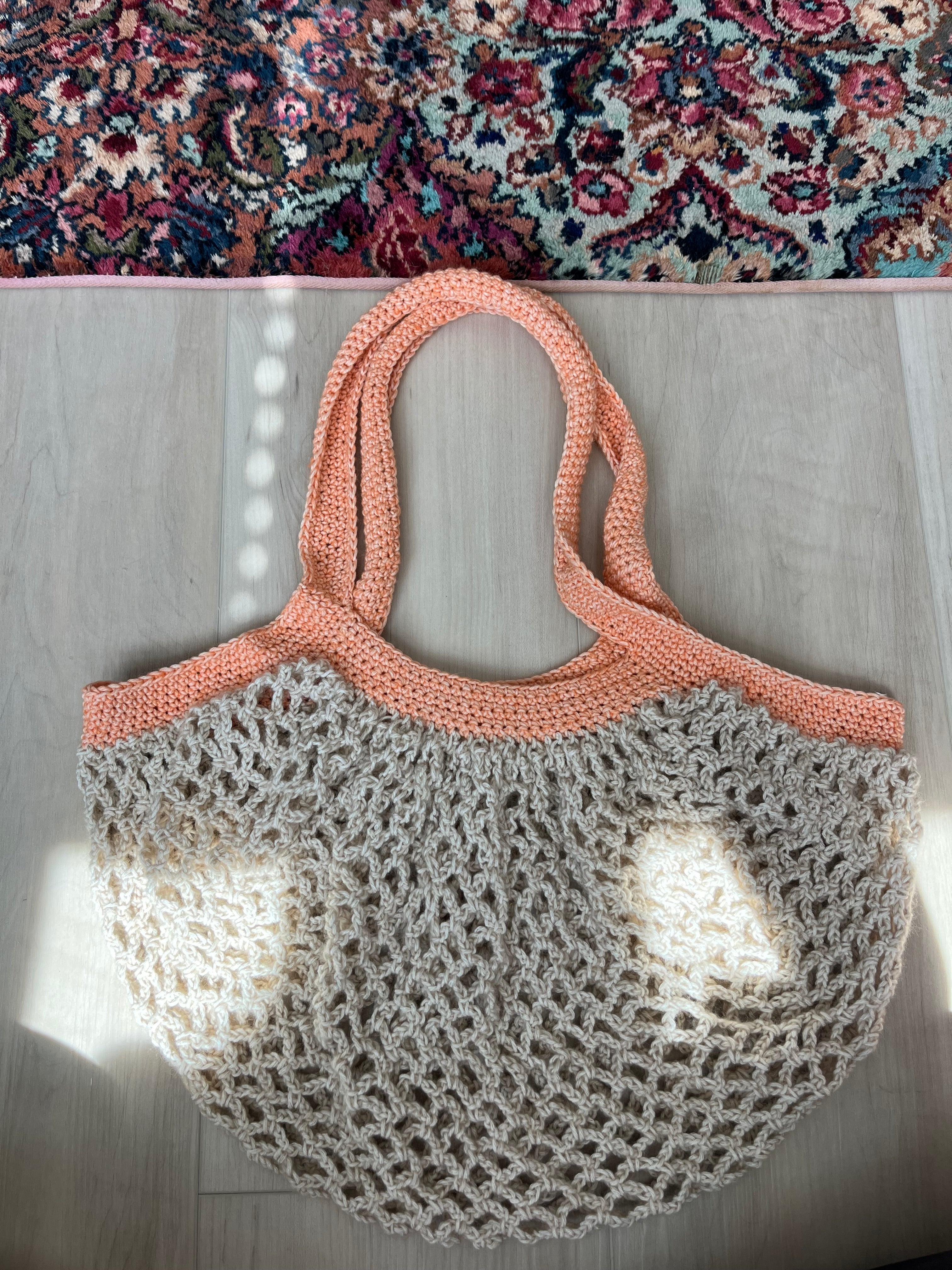 mesh market bag | oatmeal & peach