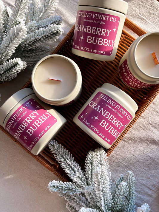 Cranberry Bubbly Candle | 9oz Soy Wax Non-Toxic Candle | Holiday Candle