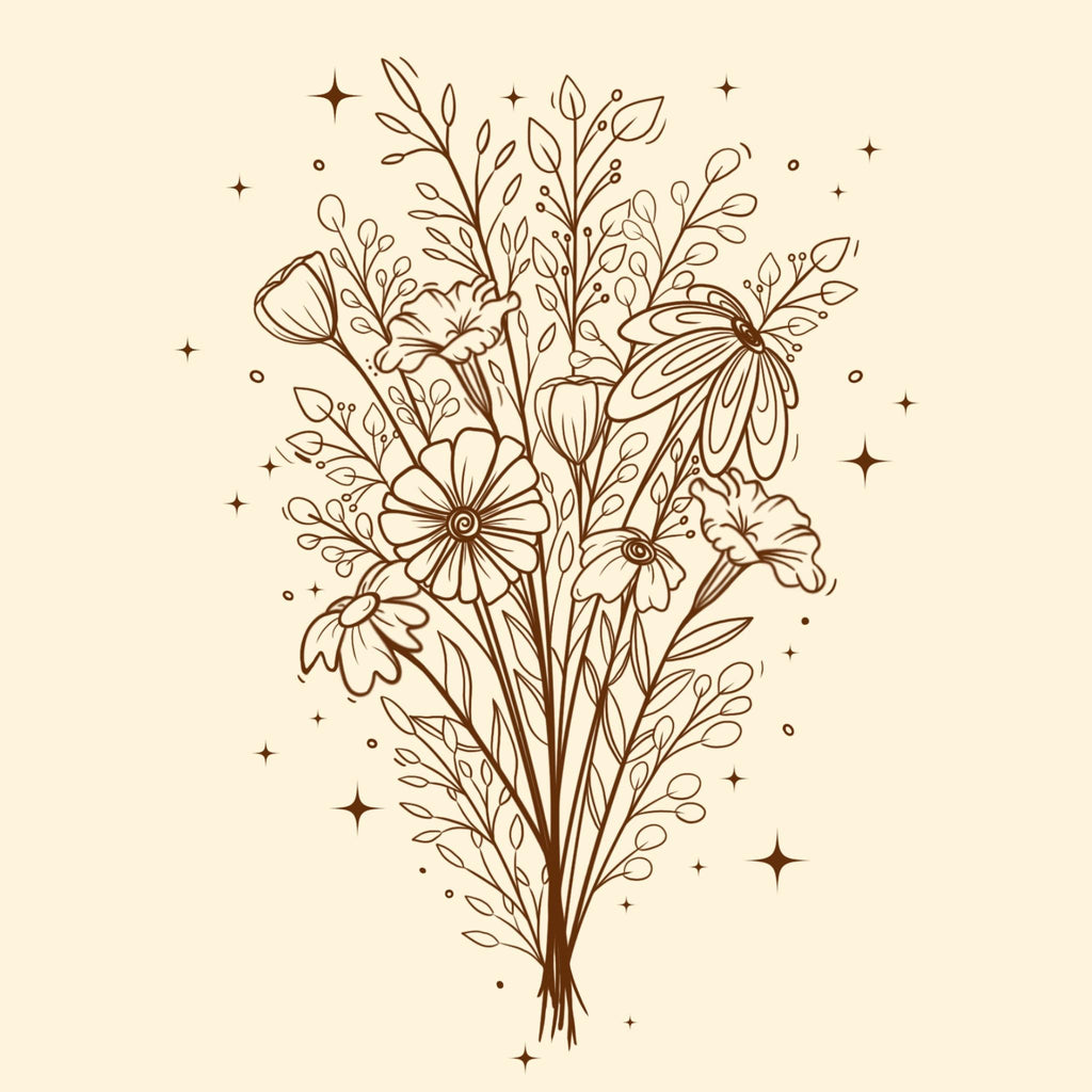 Wildflower Bouquet Art Print | 8inx8in