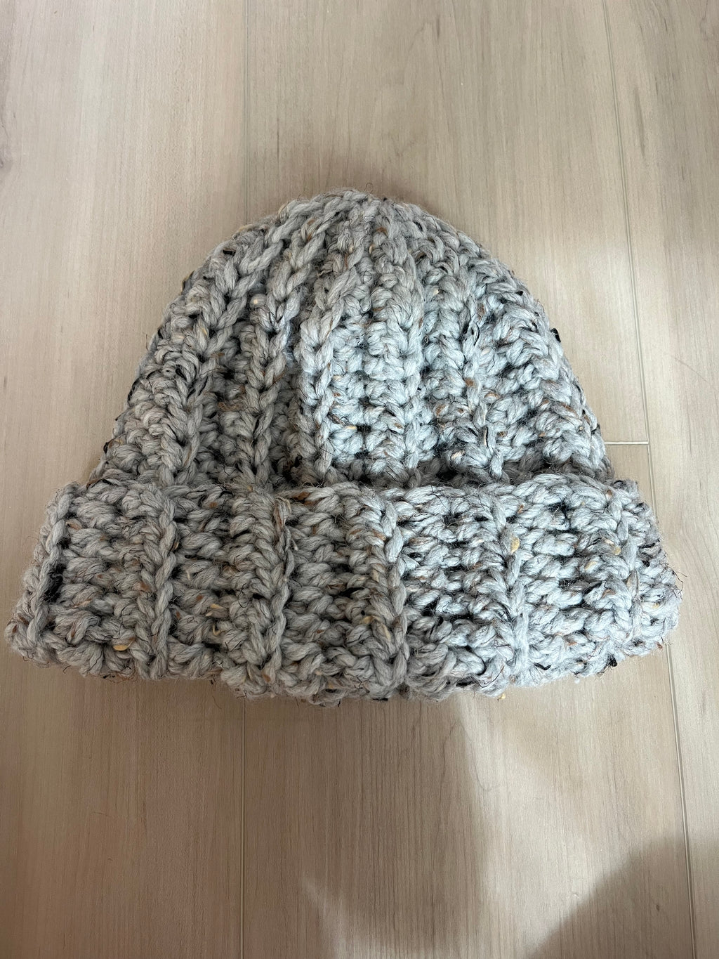 crochet chunky beanie | heather gray