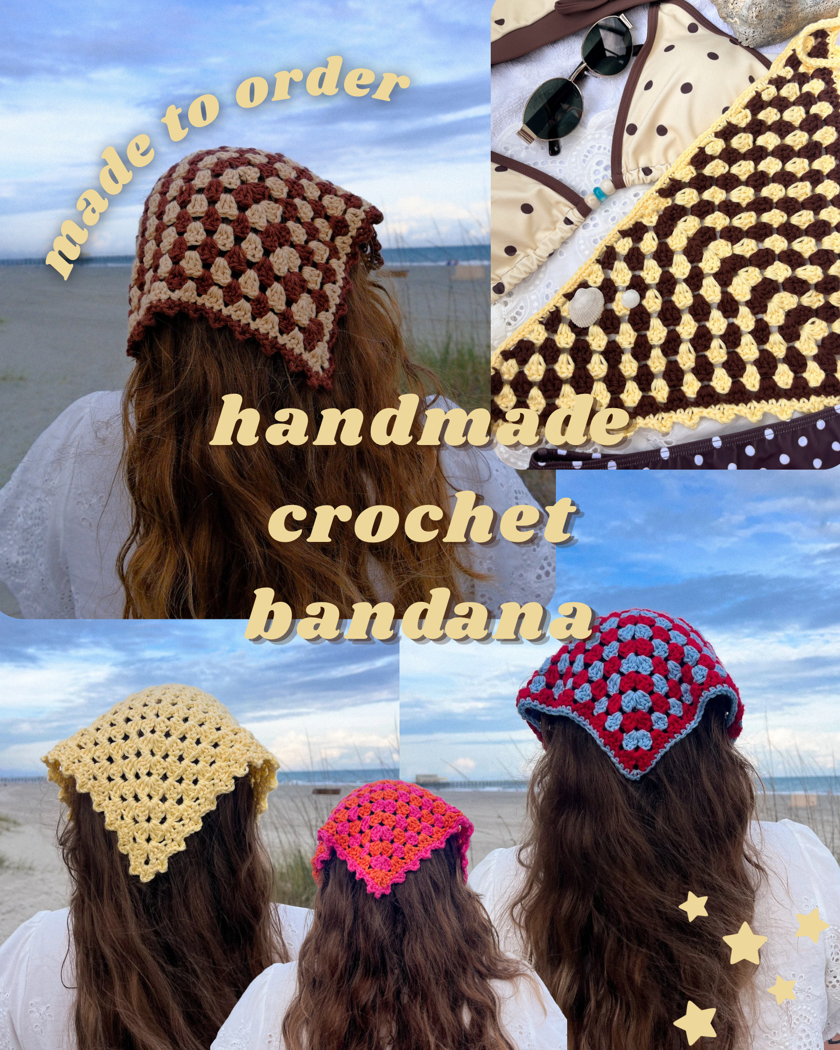 Handmade Granny Stitch Crochet Bandana | Custom & Made to Order