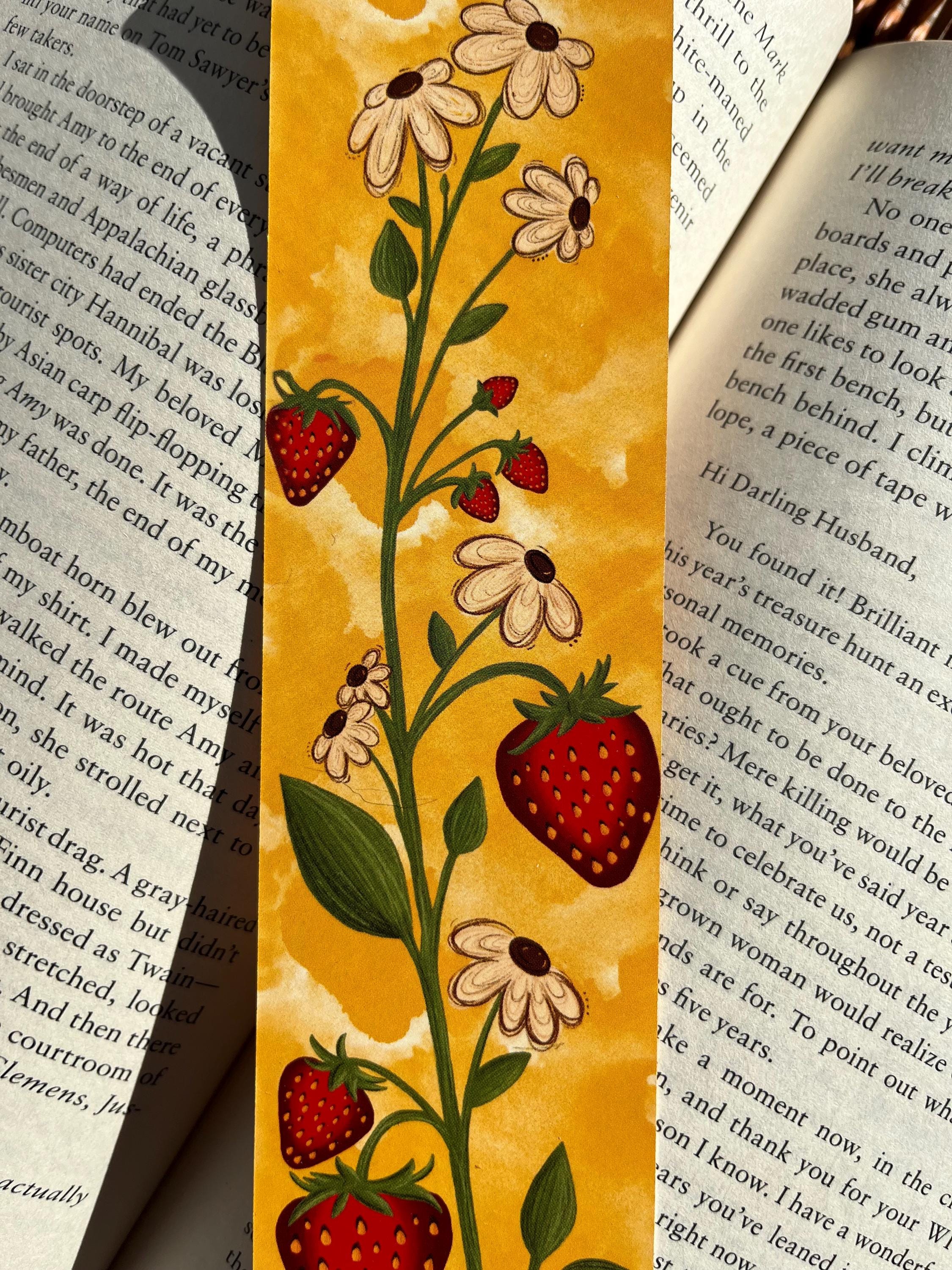 Strawberry & Flower Vine Bookmark