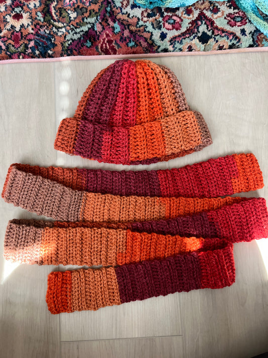 crochet & skinny scarf set