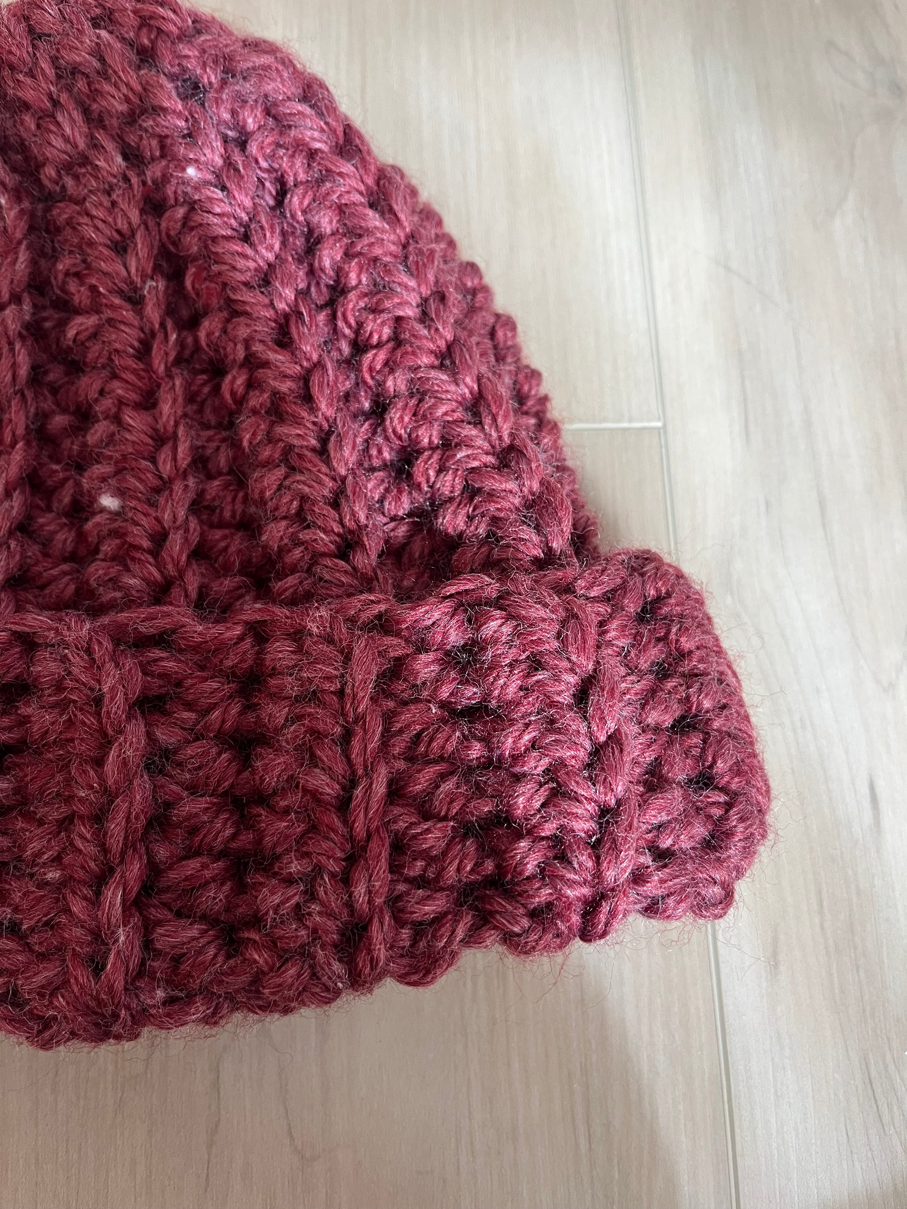 crochet chunky beanie | maroon￼