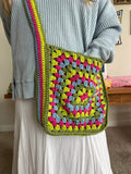 Granny square crossbody bag | pink, blue, & greens