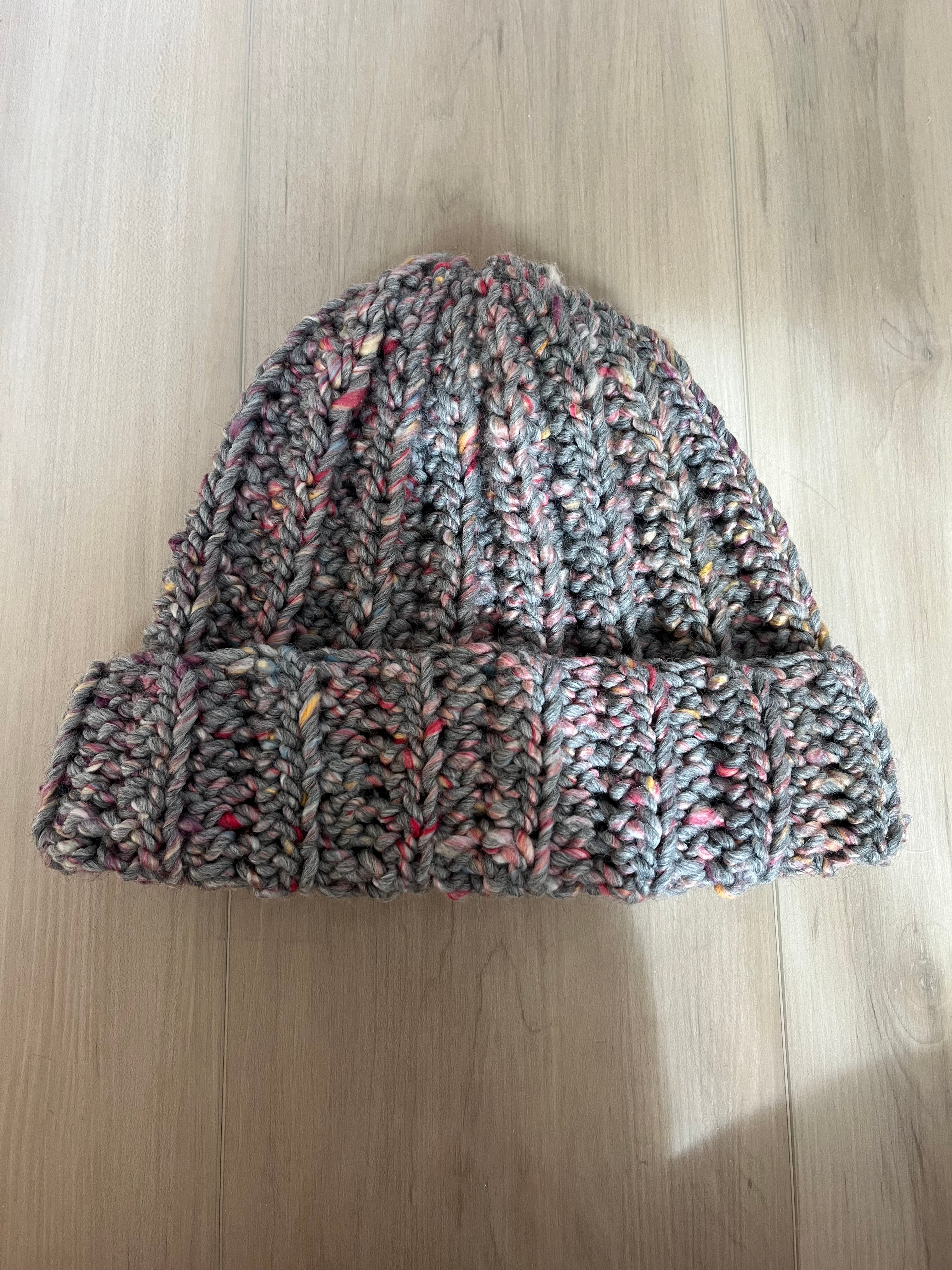 crochet chunky beanie | speckled gray