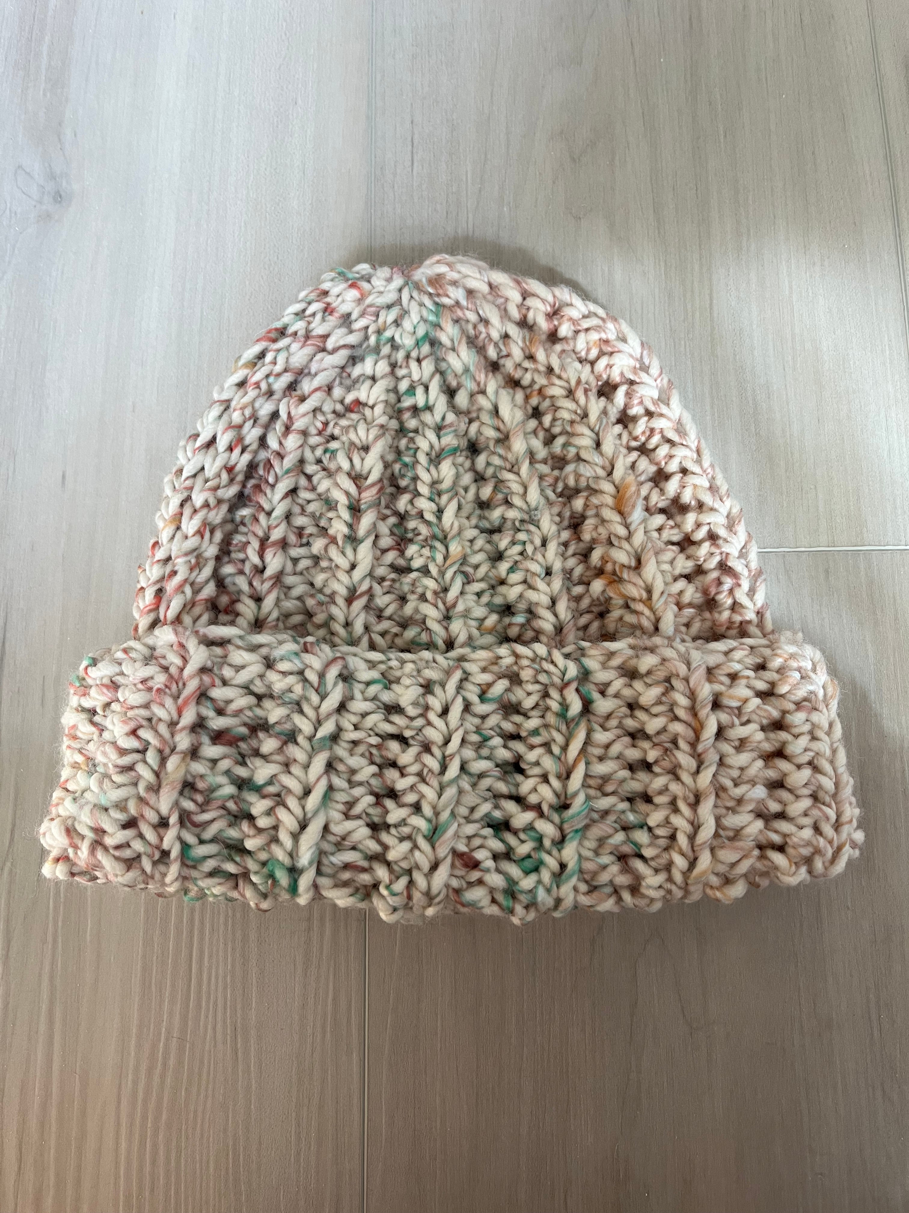 crochet chunky beanie | speckled cream
