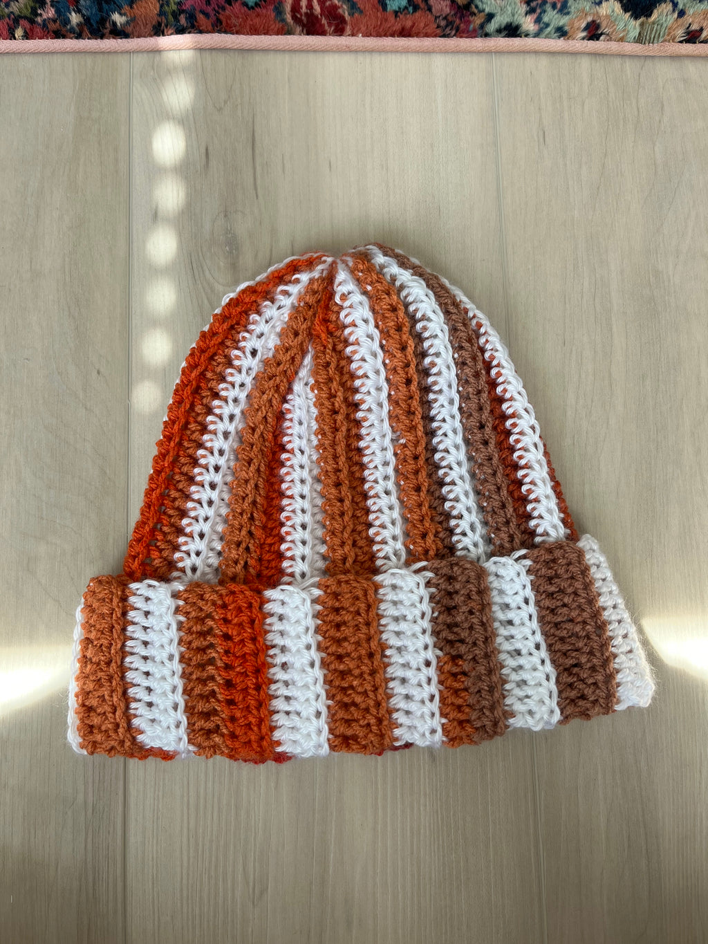 crochet stripped sunset beanie
