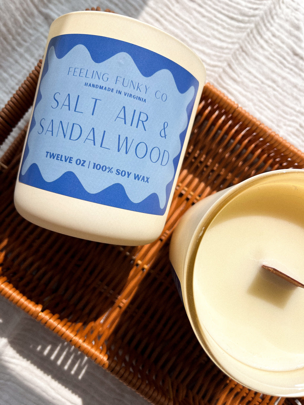 Salt Air and Sandalwood Candle | 12 oz. | 100% Soy Wax Non-Toxic Candle