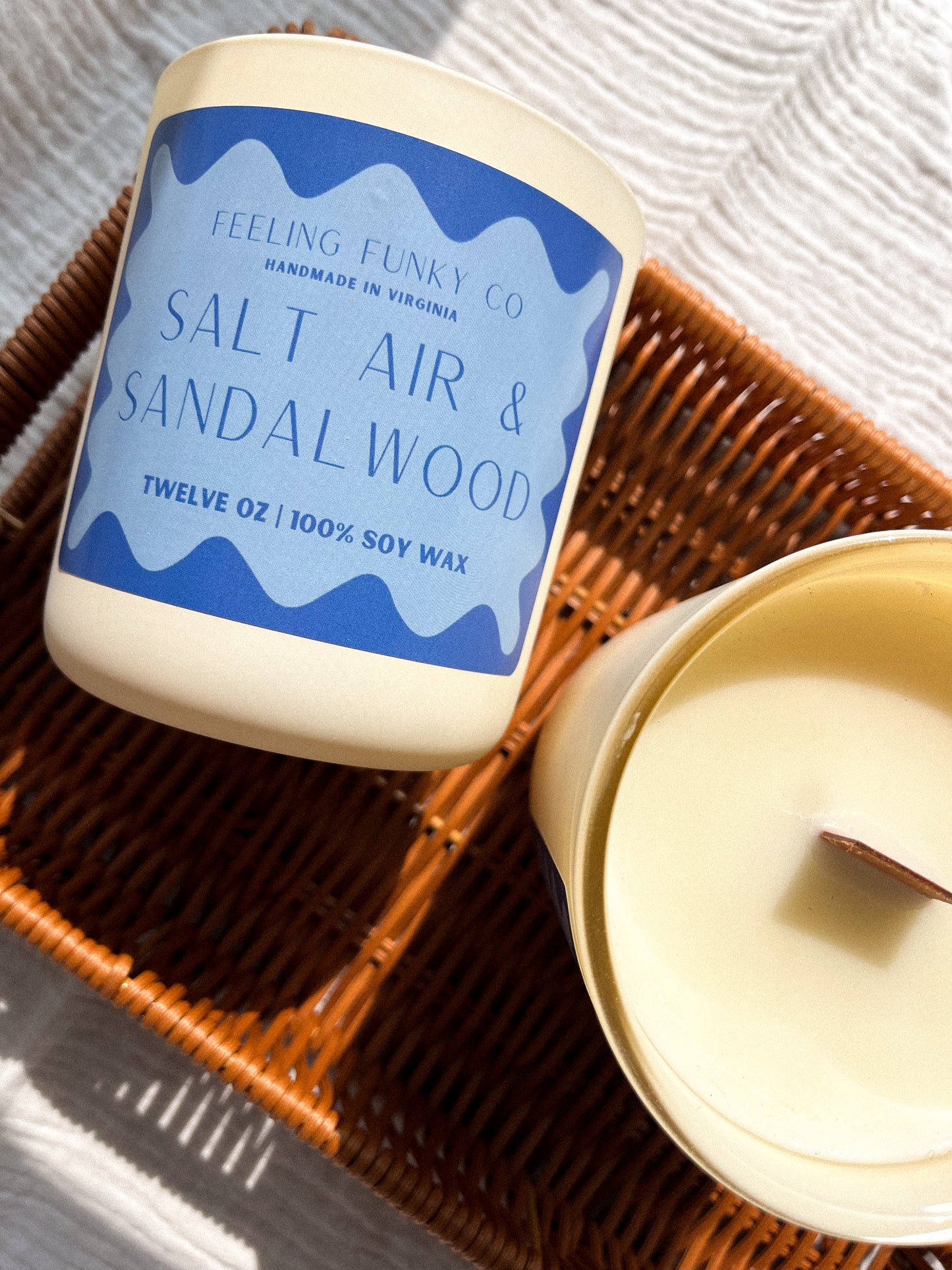 Salt Air and Sandalwood Candle | 12 oz. | 100% Soy Wax Non-Toxic Candle