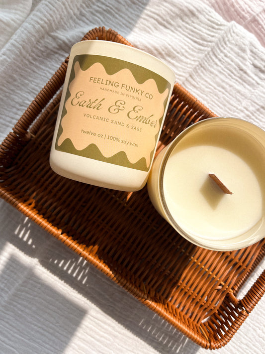 Earth & Ember Candle | 12 oz. | 100% Soy Wax Non-Toxic Candle