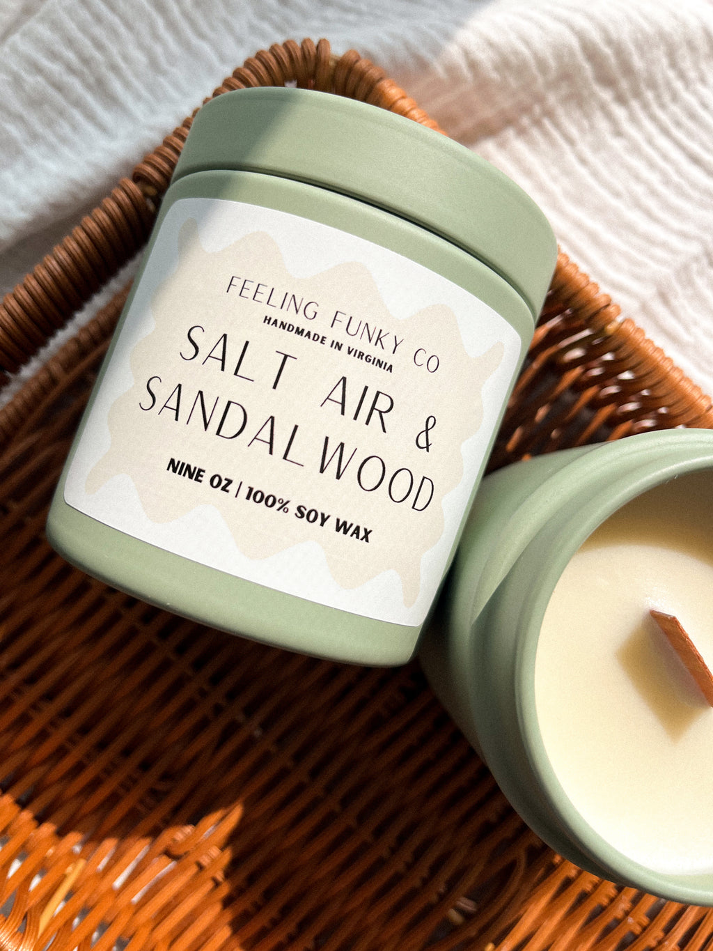 Salt Air and Sandalwood Candle | 9 oz. | 100% Soy Wax Non-Toxic Candle