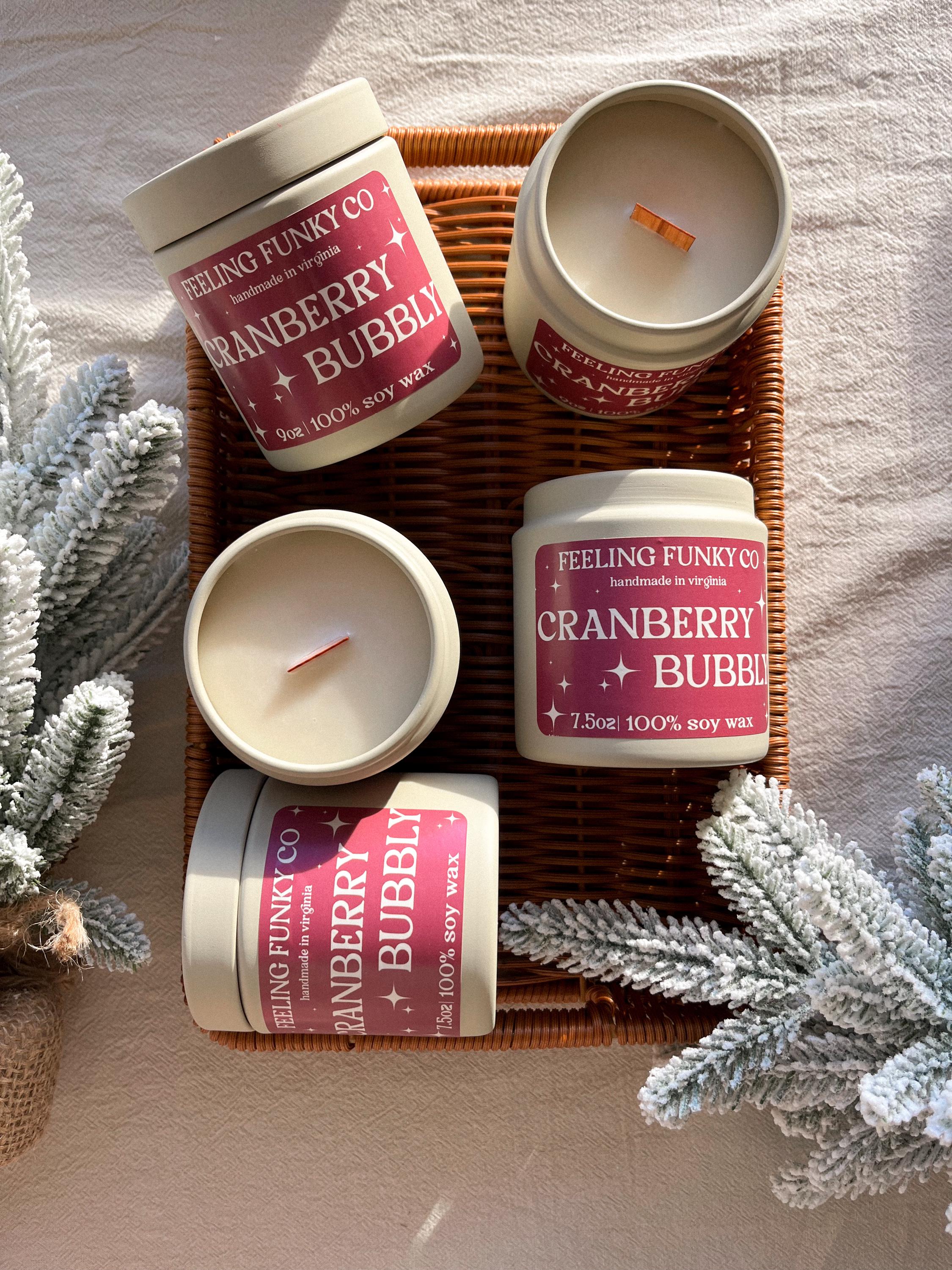 Cranberry Bubbly Candle | 9oz Soy Wax Non-Toxic Candle | Holiday Candle