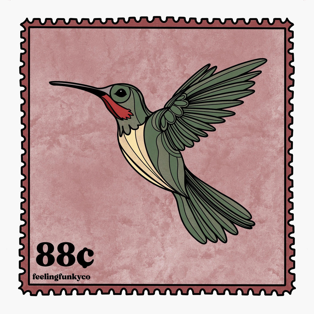 Hummingbird Stamp Art Print | 8inx8in | Angel Number Art Print