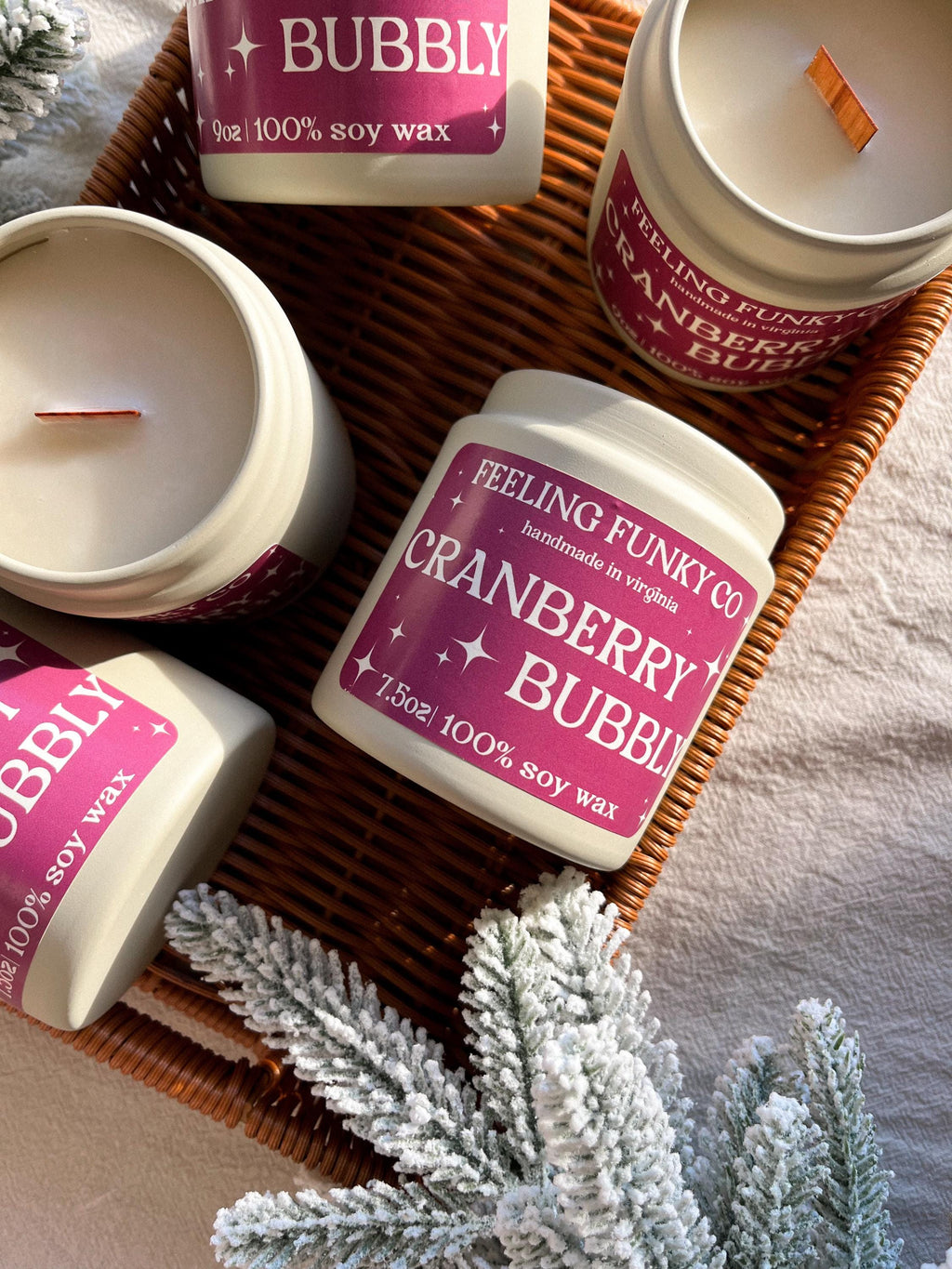 Cranberry Bubbly Candle | 9oz Soy Wax Non-Toxic Candle | Holiday Candle