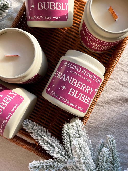 Cranberry Bubbly Candle | 9oz Soy Wax Non-Toxic Candle | Holiday Candle