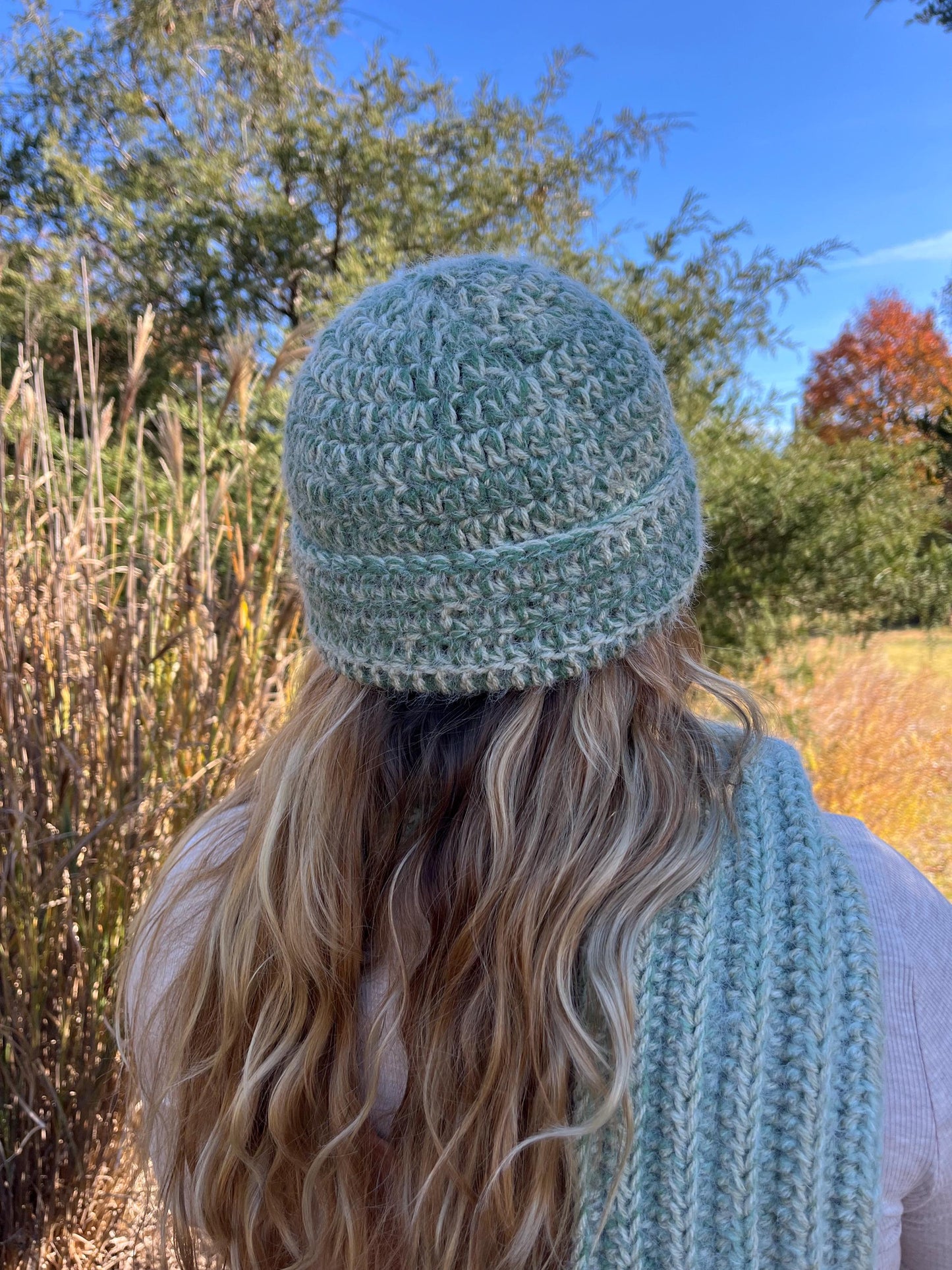 Fuzzy Crochet Hat & Scarf Matching Set